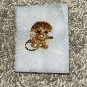 Vintage Jeanne Dog Brooch Green Eyed